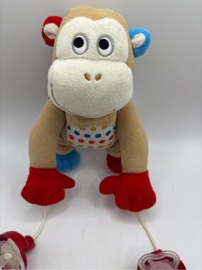 PullyPalz Monkey Pacifier Holder Plush Toy Retriever Baby Infant